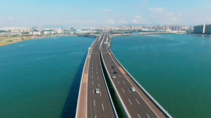 4K航拍青岛胶州湾跨海大桥-胶州湾大桥