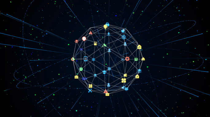 科技MG点线粒子落版AE模板