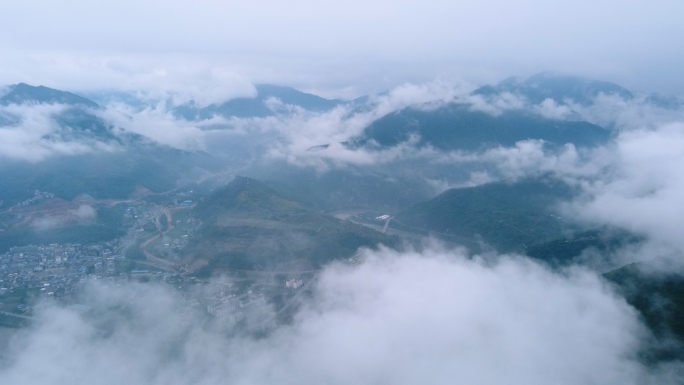 四川山区云海森林航拍