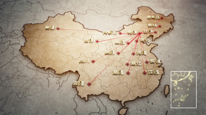 中国风古代复古地图区位AE模板
