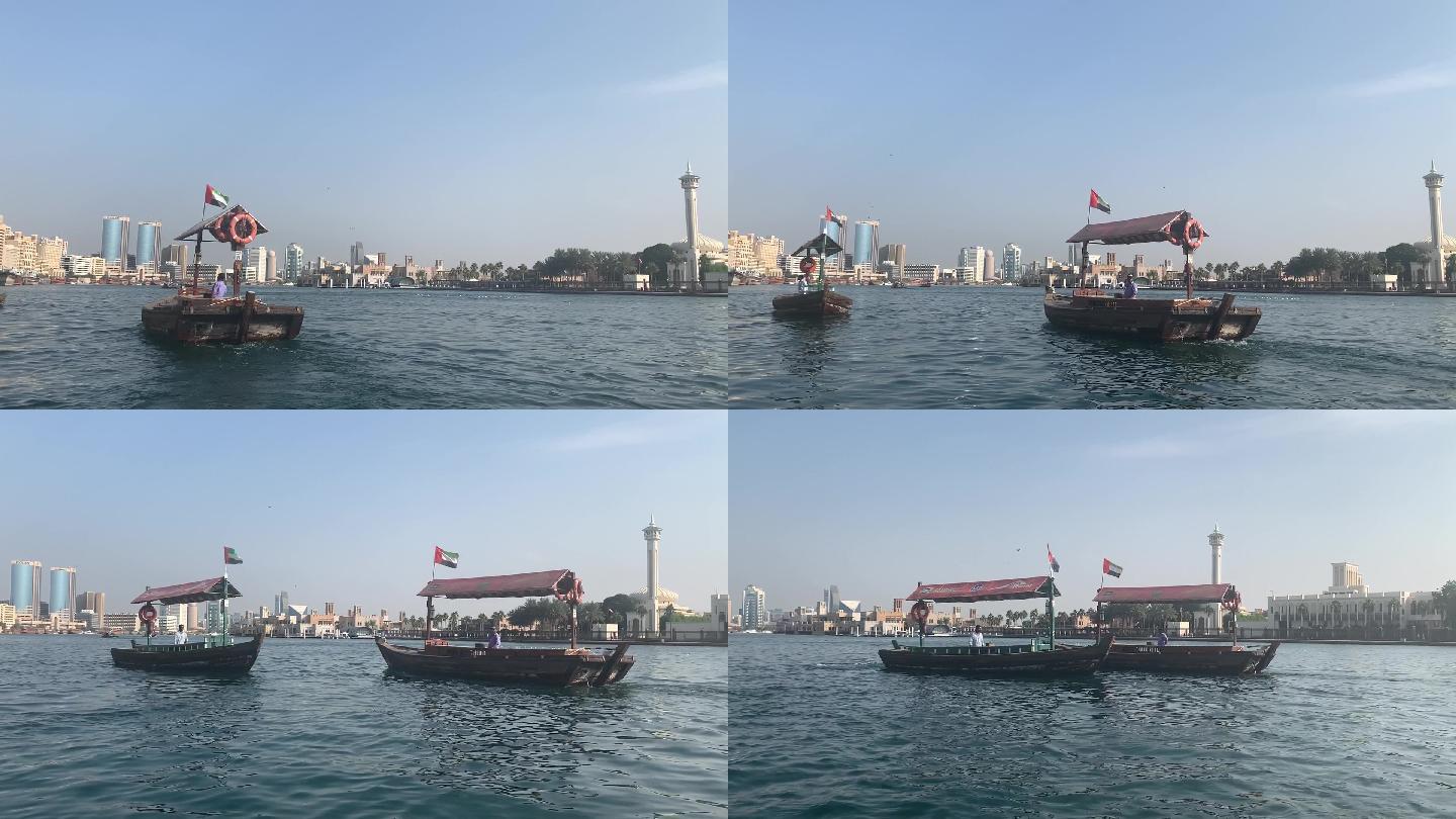 乘船游玩，迪拜海边