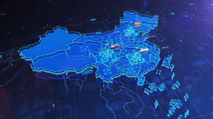 中国地图全国商务科技连线（原创）