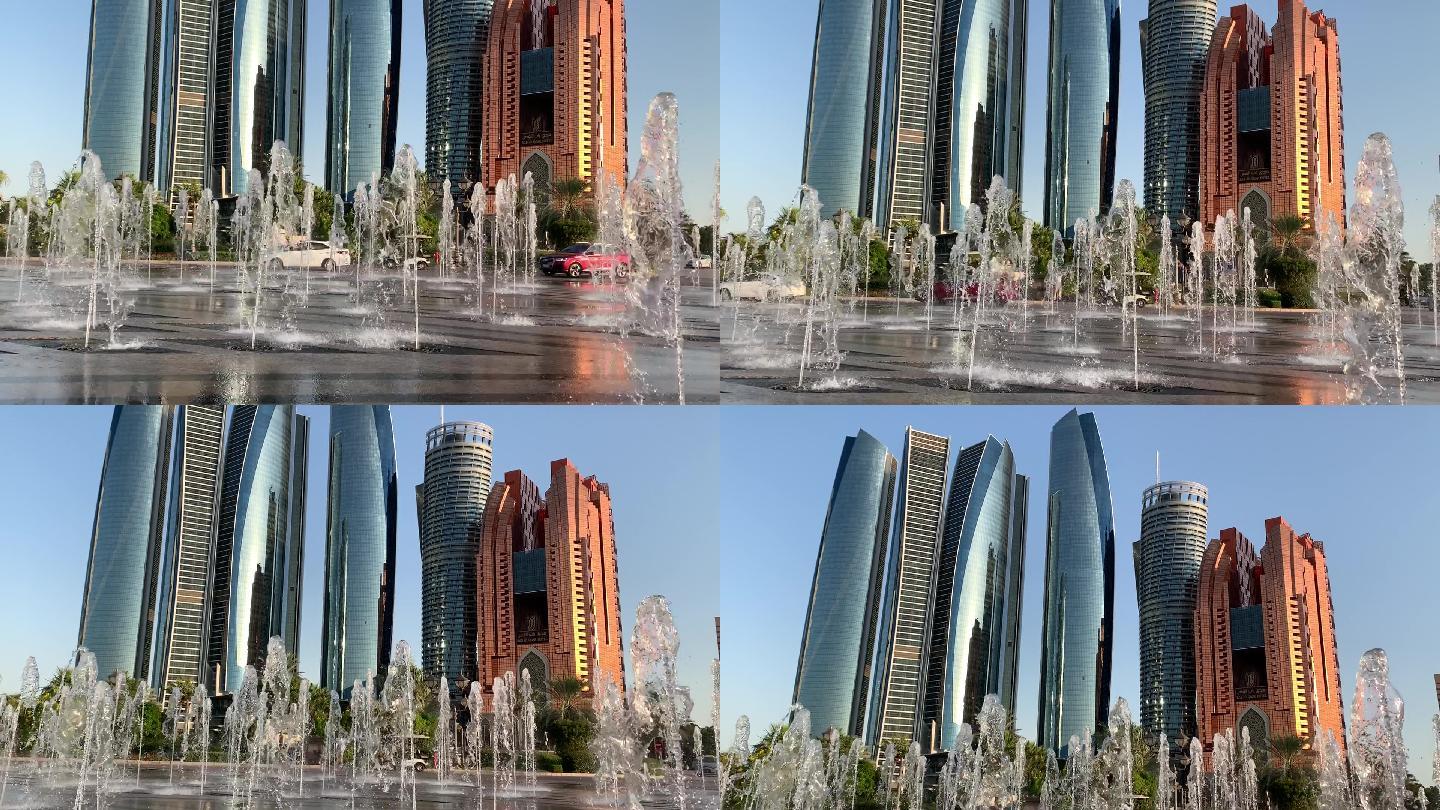 迪拜城市街景，城市高楼大厦