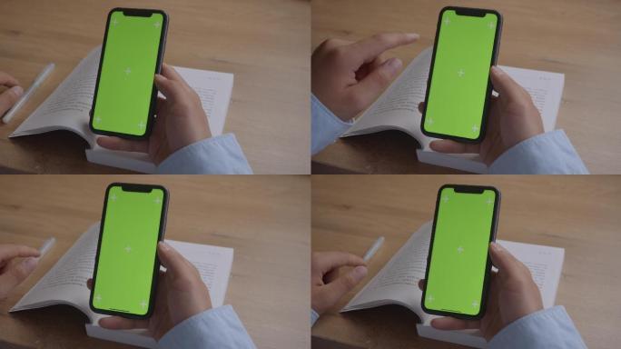 4K商务男手机绿幕、手机换屏抠图