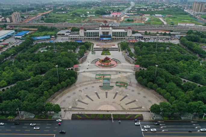 常德火车站城市风景航拍