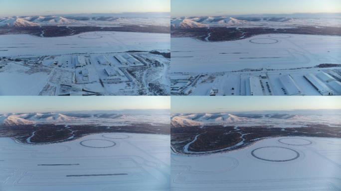 海拉尔雪景航拍