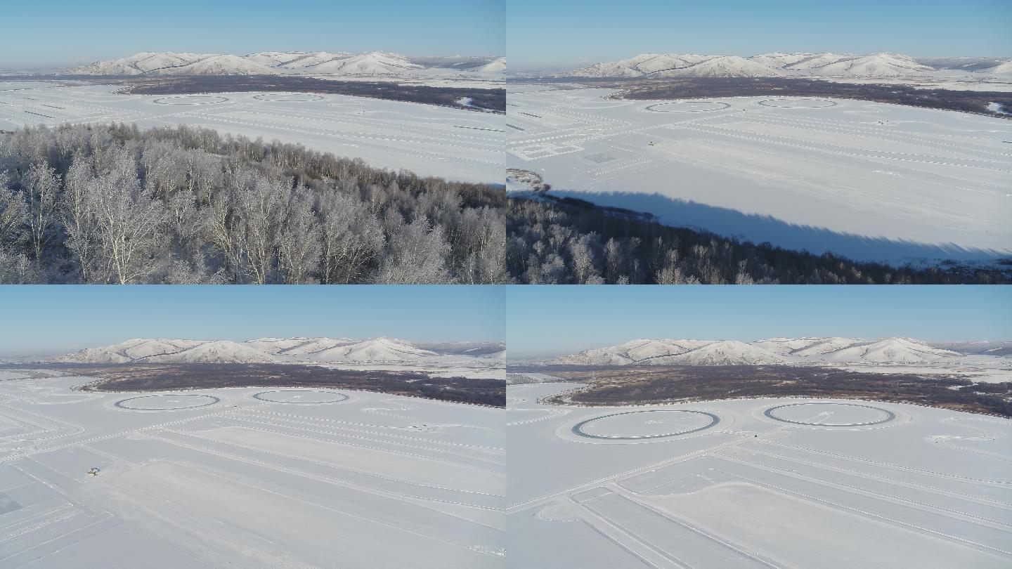 海拉尔雪景航拍