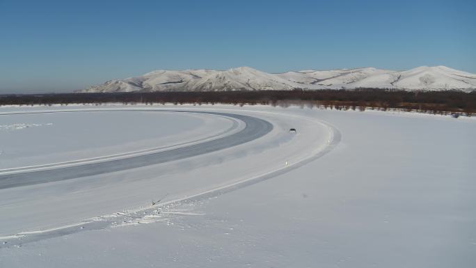 海拉尔雪景航拍