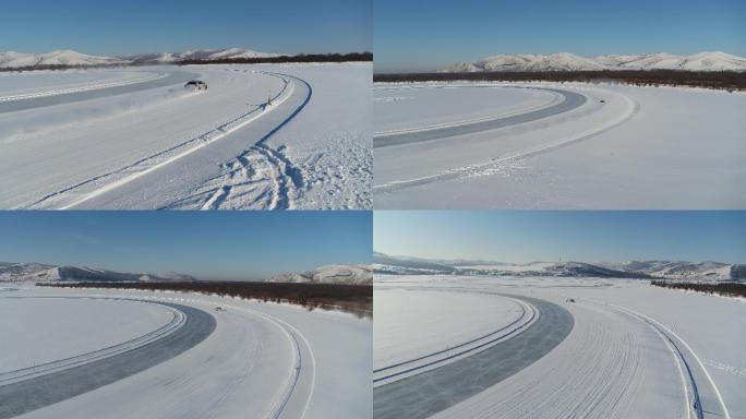 海拉尔雪景航拍