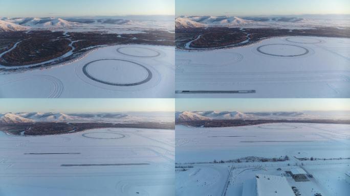 海拉尔雪景航拍