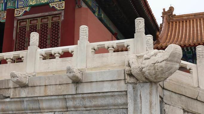 北京故宫，太和门，排水螭首4k