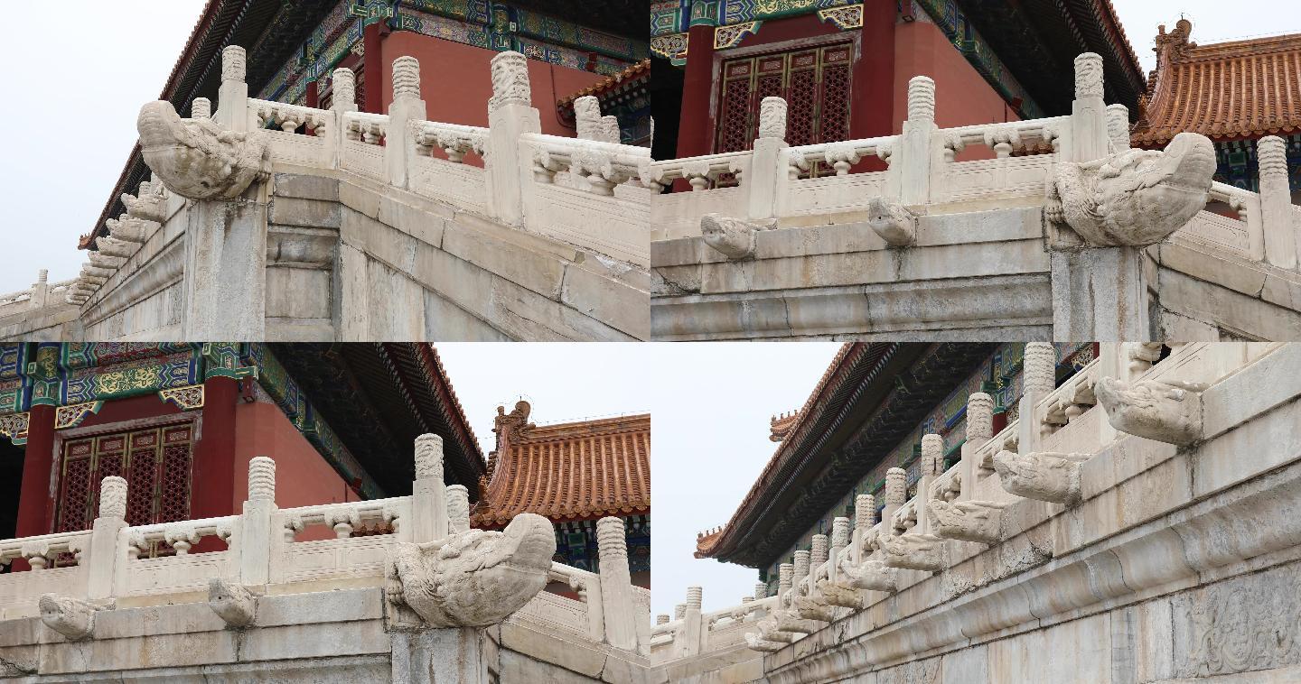 北京故宫，太和门，排水螭首4k