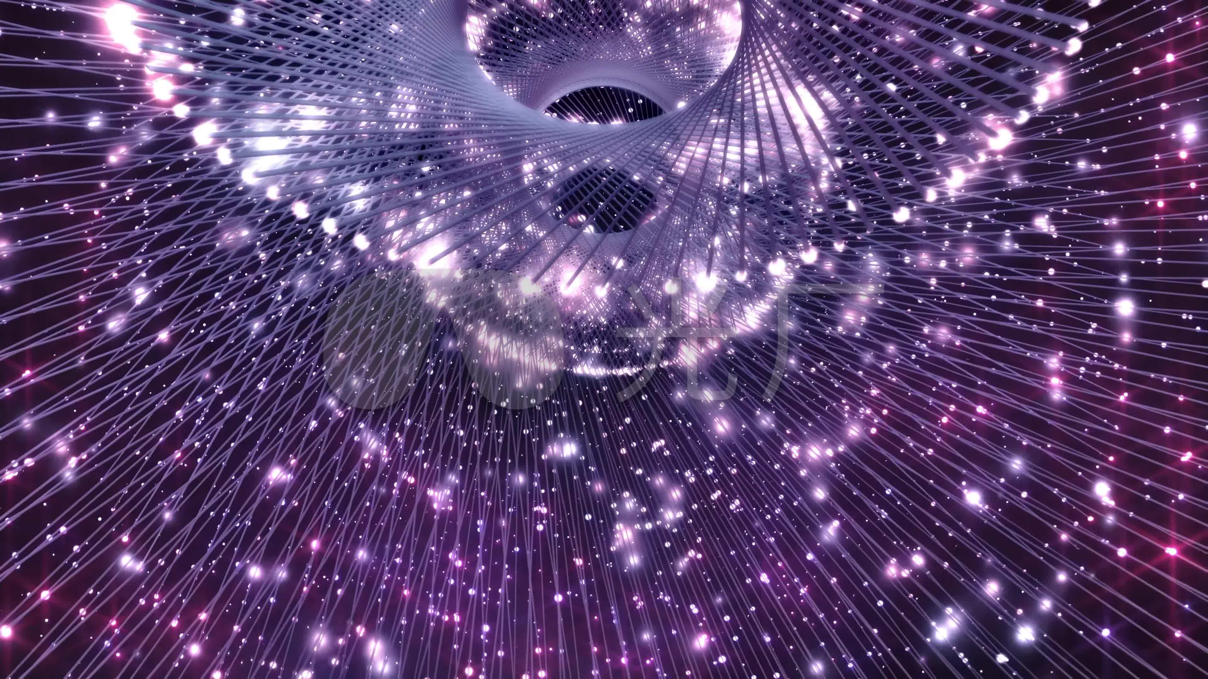 4k星光闪耀粒子线条空间移动背景