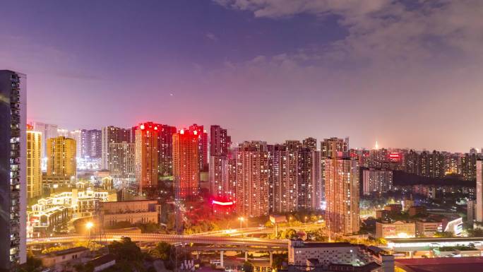 重庆九龙坡区城市夜景延时摄影4K
