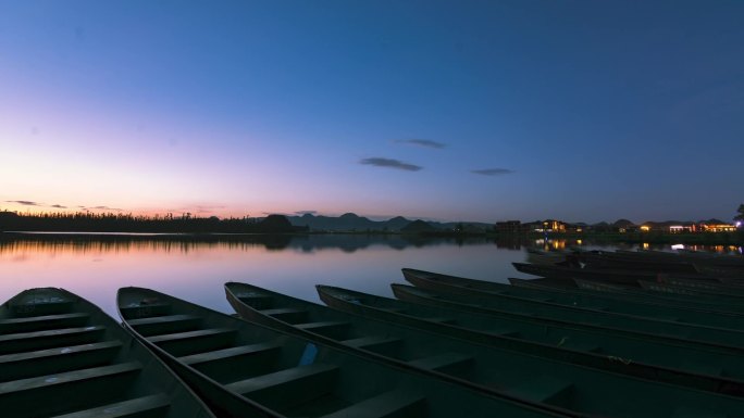 普者黑日落星空延时