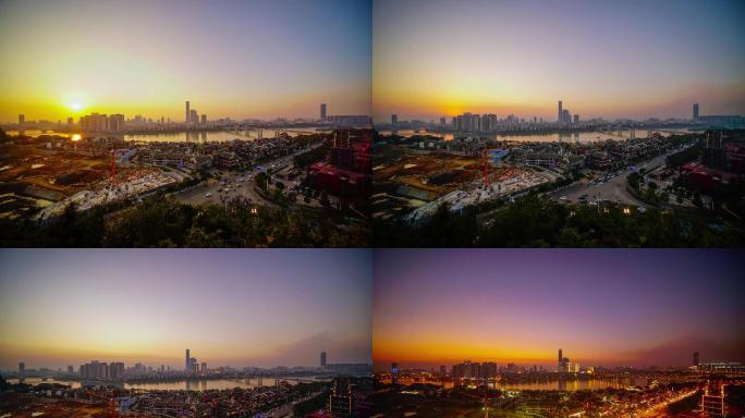 柳州窑埠古镇日落全景延时