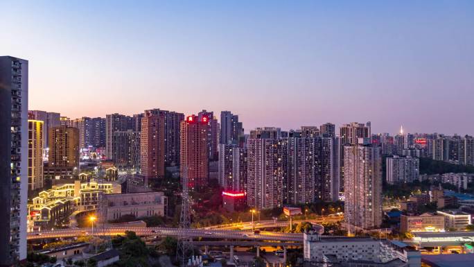 重庆市九龙坡区城市景观日转夜4K