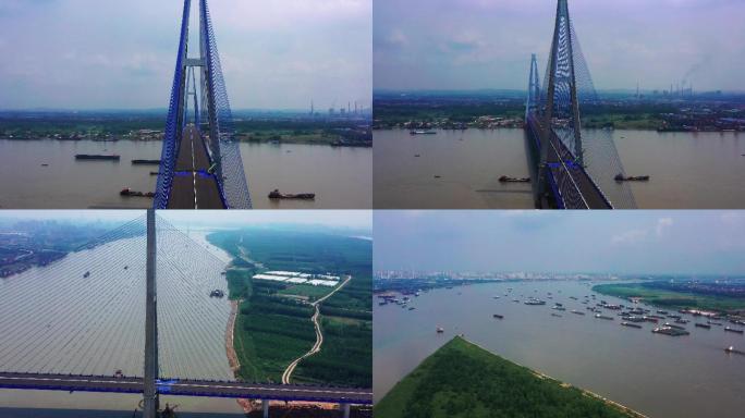 武汉四环线青山长江大桥建设（多镜头）