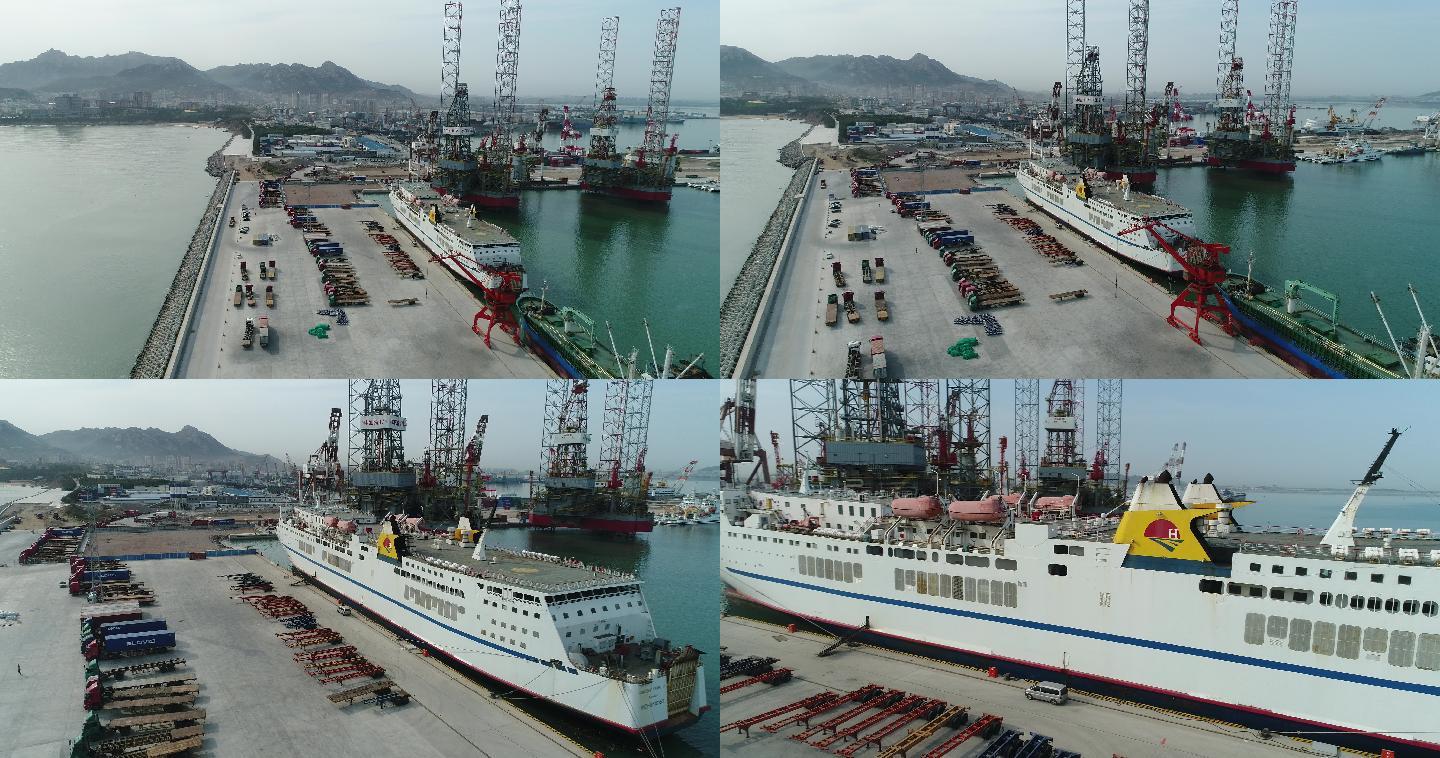 渔船货轮港口海边贸易