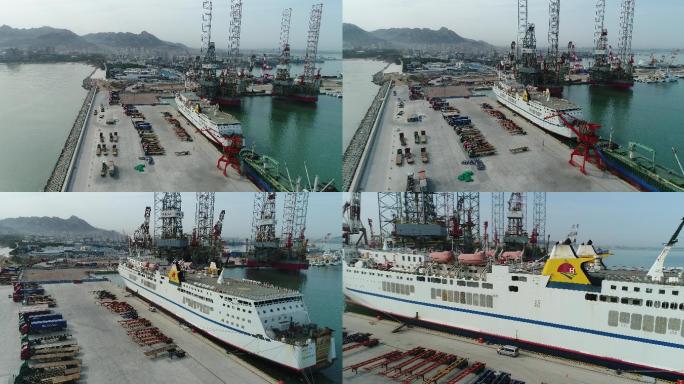 渔船货轮港口海边贸易