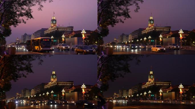 北京电报大楼夜景延时北京长安街