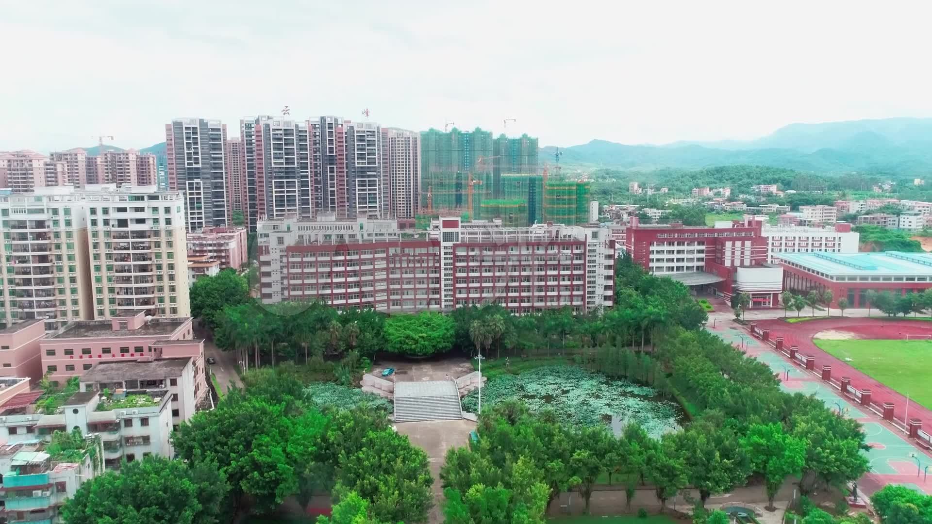 博罗华侨中学学校操场高清航拍实拍
