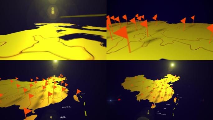 金色中国地图各省份商务销售数据成果展示