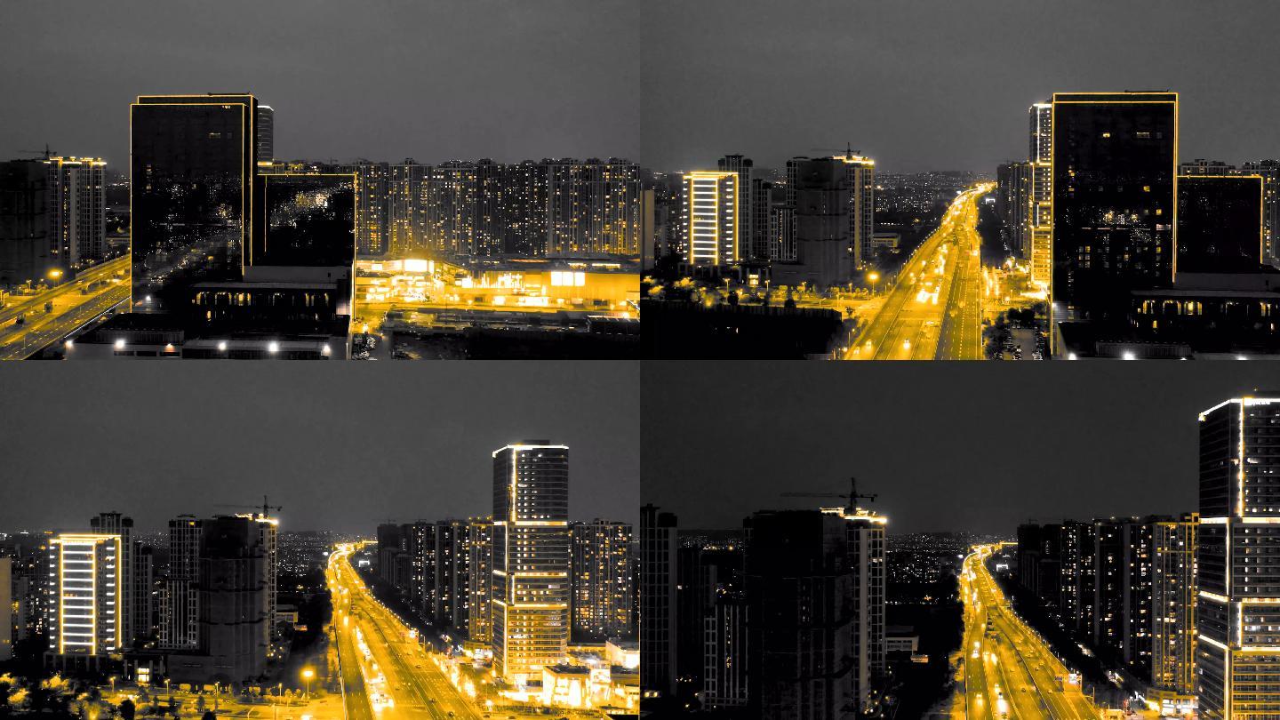 城市夜景航拍延时摄影