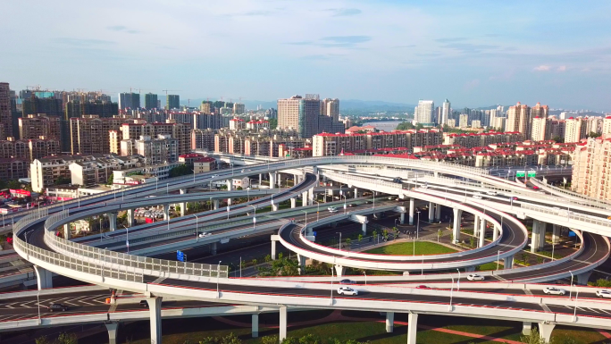 城市快速路互通高架桥航拍高清