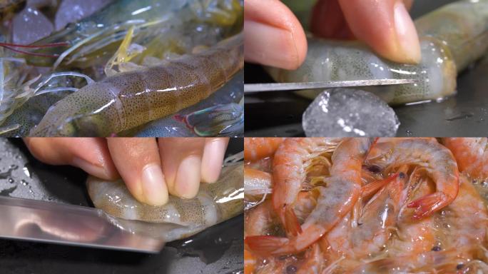 [4k原创】超青岛大虾炸大虾美食视频素材