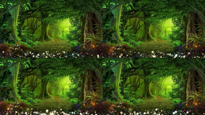 4K绿色森林童话背景循环