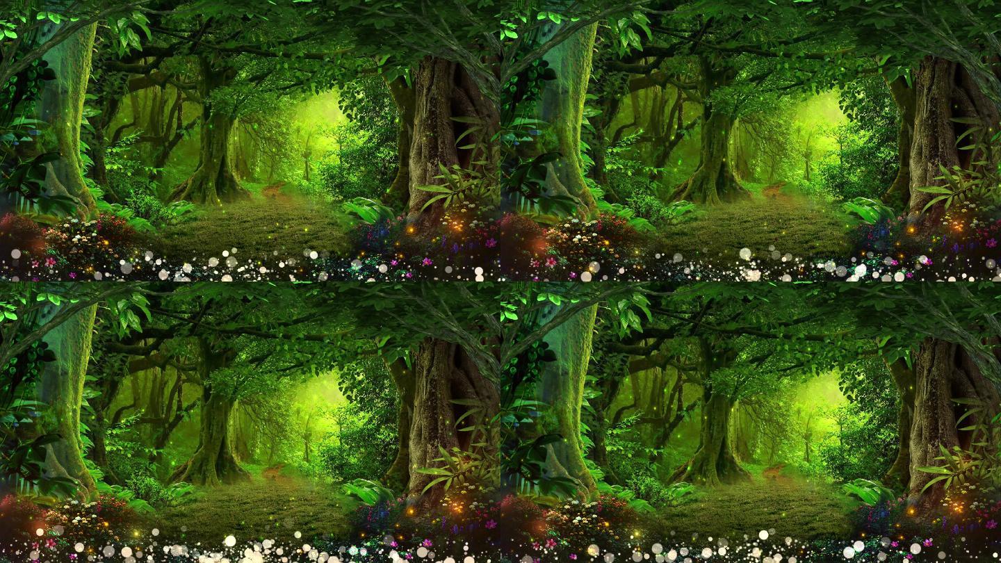 4K绿色森林童话背景循环