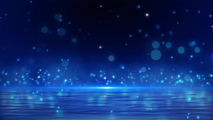 4K梦幻粒子蓝色水面背景循环