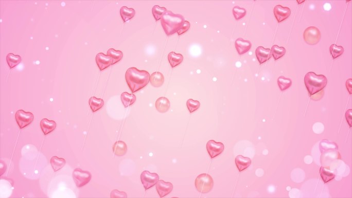 4K粉色爱心气球背景循环