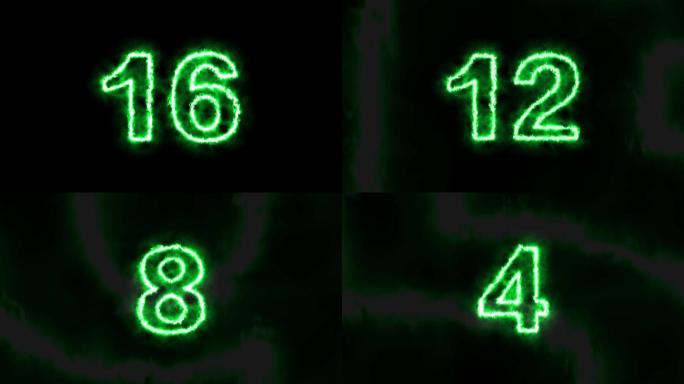 【原创4K】20秒钟绿色倒数倒计时视频