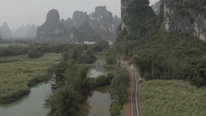 广西山水风光绿水青山航拍视频素材