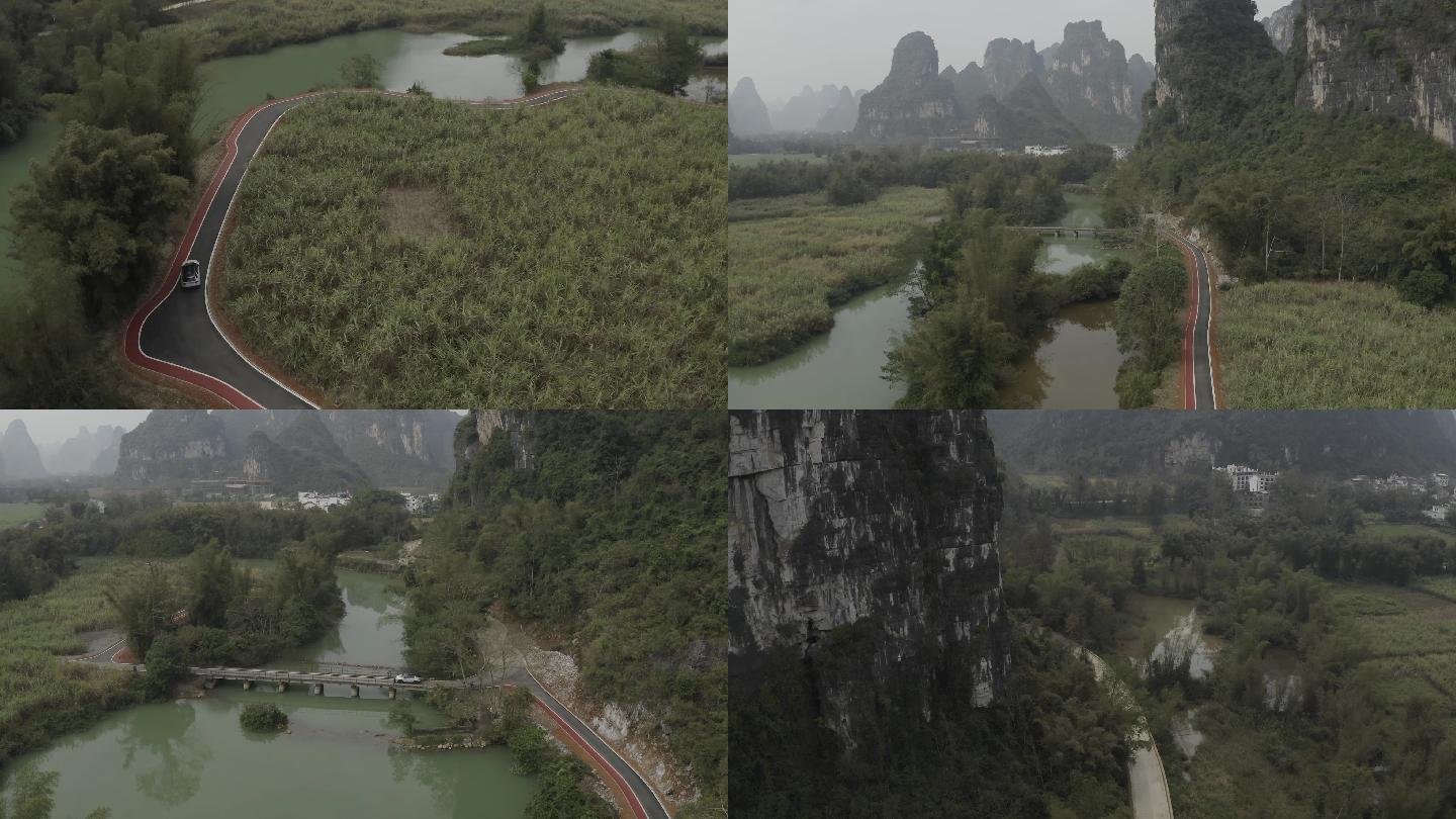 广西山水风光绿水青山航拍视频素材