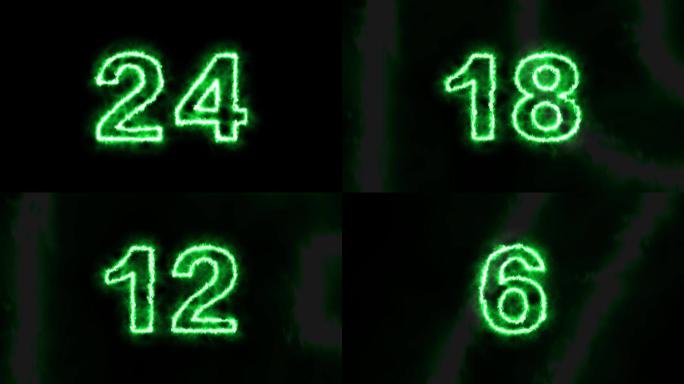 【原创4K】30秒钟绿色倒数倒计时视频