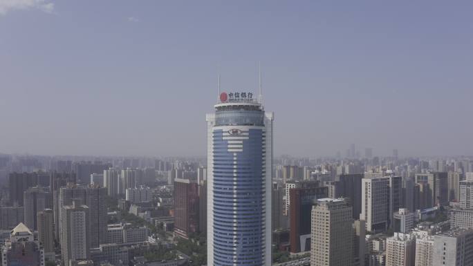 4K-HLG原素材-陕西信息大厦航拍