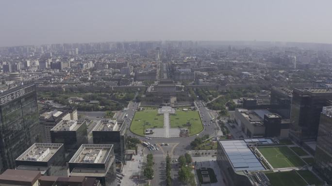 4K-HLG原素材-西安长乐门城墙航拍