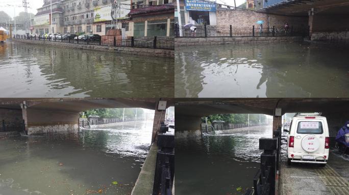 暴雨过后城市涵洞内涝积水