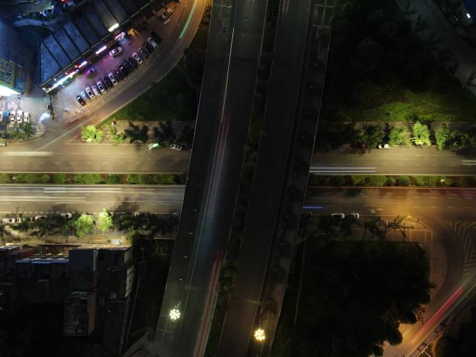毕节市七星关区国贸中心立交桥夜景延时航拍