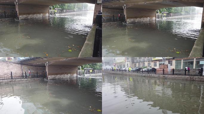 暴雨过后城市涵洞内涝积水