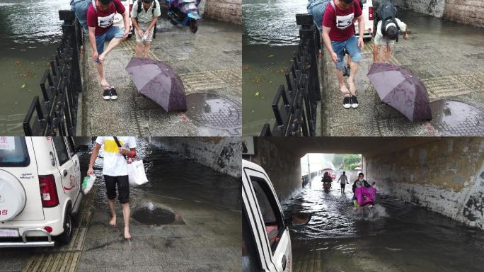 暴雨过后城市涵洞内涝积水