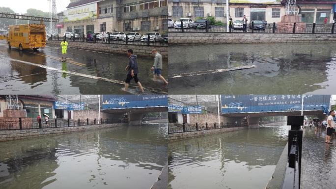 暴雨过后城市涵洞内涝积水