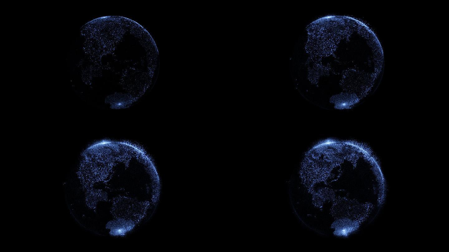 科技粒子蓝色地球透明背景