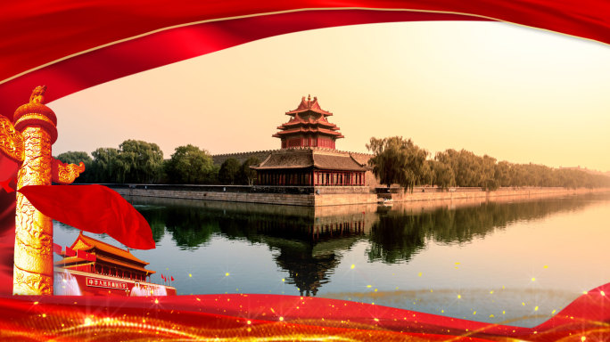 带通道红绸边框-无缝循环