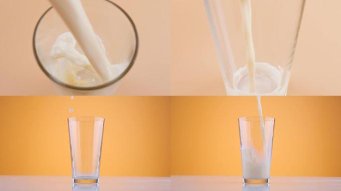 牛奶豆奶豆浆乳品倒入杯中升格慢动作