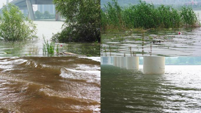 4K湘江洪水涨水空镜