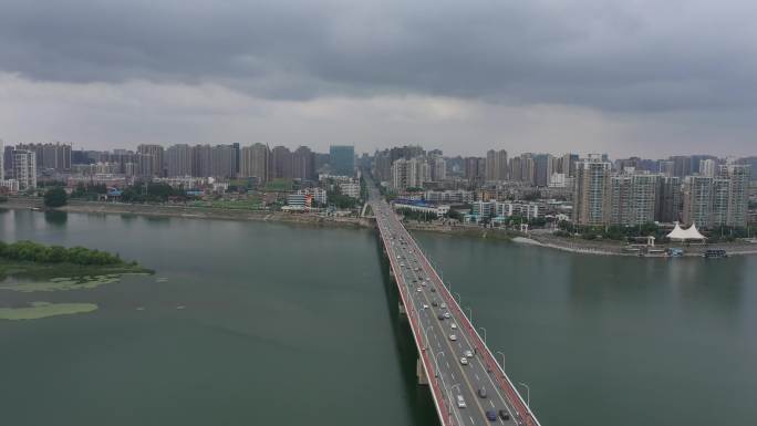 4K-原素材-襄阳汉江长虹大桥航拍4